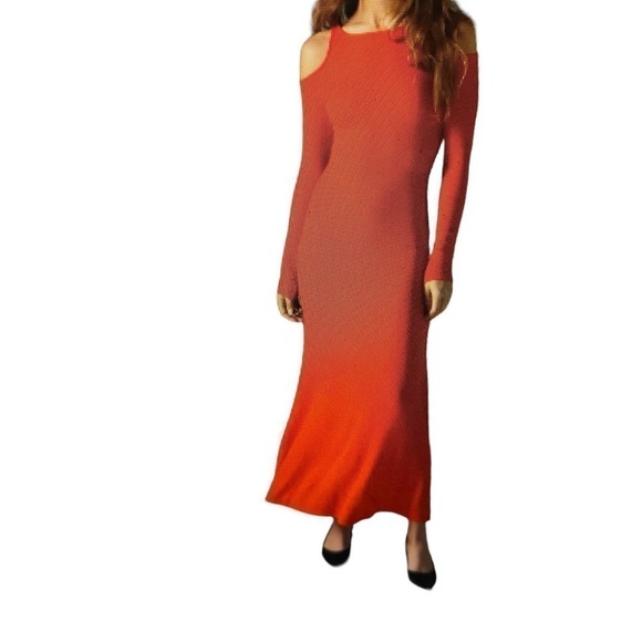 Gray Cutout Cold Shoulder Maxi Dress Jersey Stretch Size XS or 0 - Picture 5 of 7